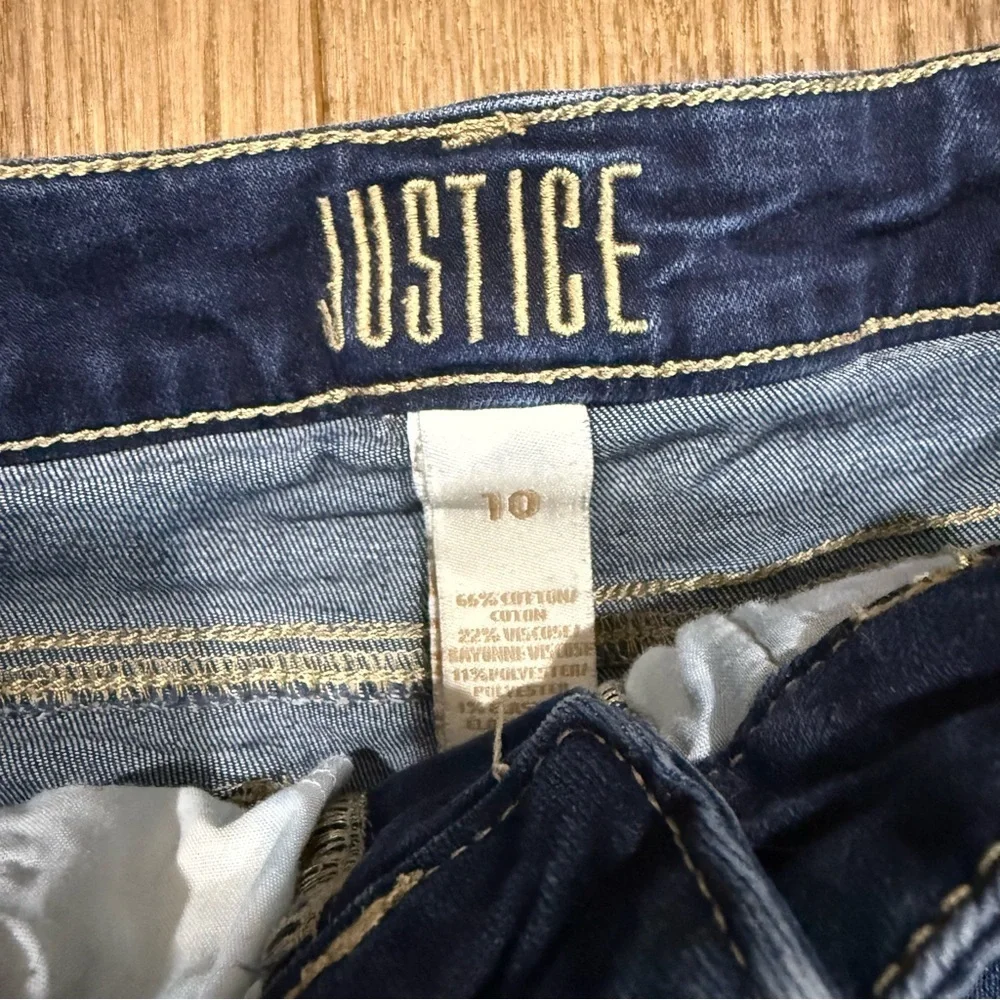 Justice Girls Dark Blue Denim Rolled-Hem Shorts